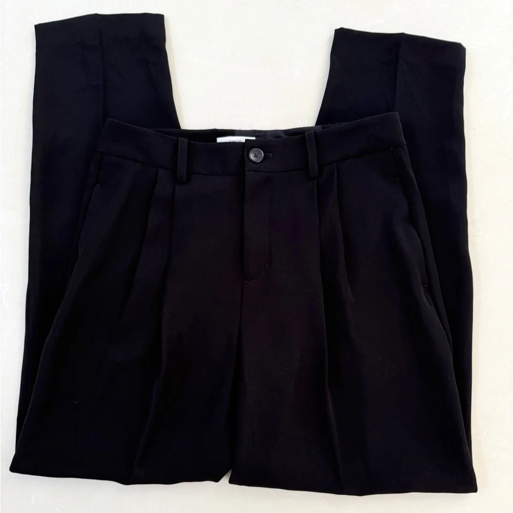 Vince Black High Rise Pleated Straight Leg Trousers 8